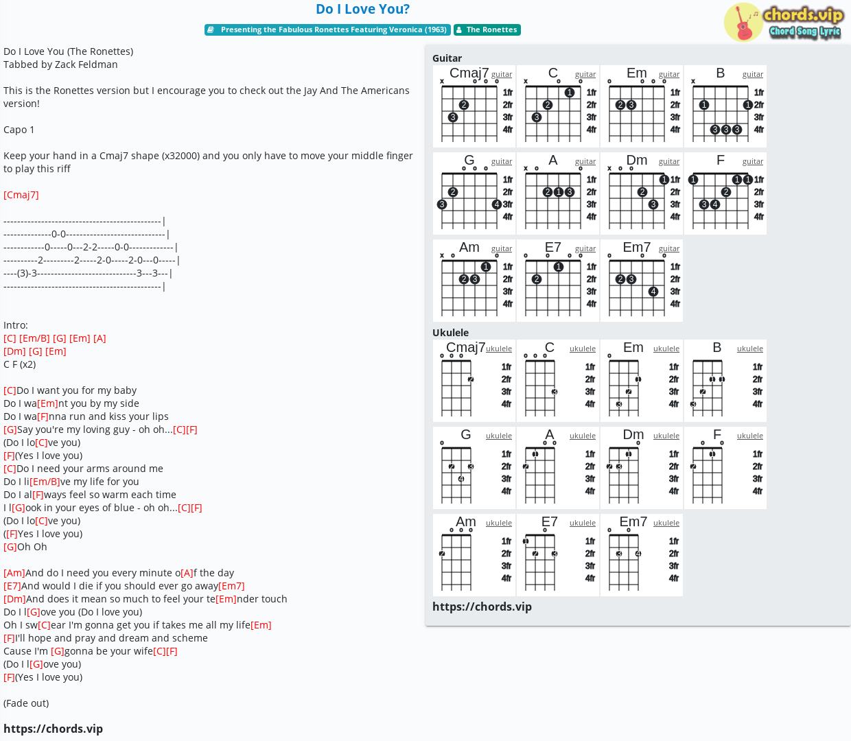 Chord Do I Love You Tab Song Lyric Sheet Guitar Ukulele Chords Vip