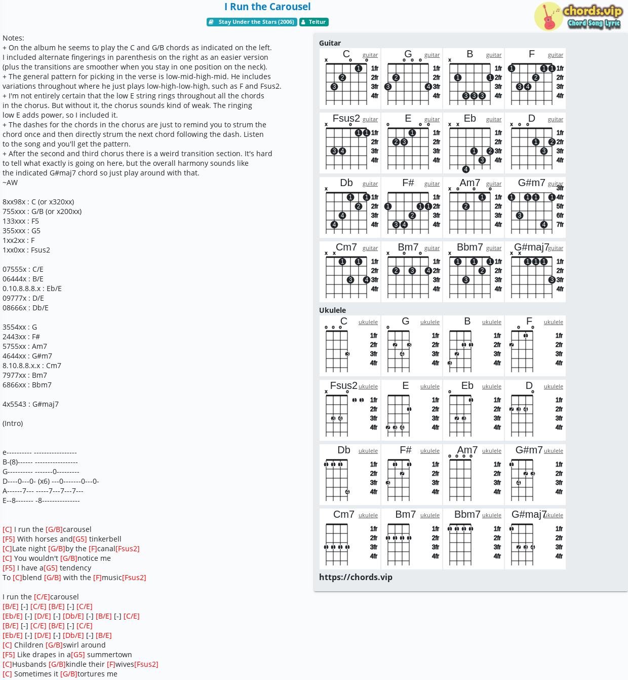 Chord I Run The Carousel Teitur Tab Song Lyric Sheet Guitar Ukulele Chords Vip