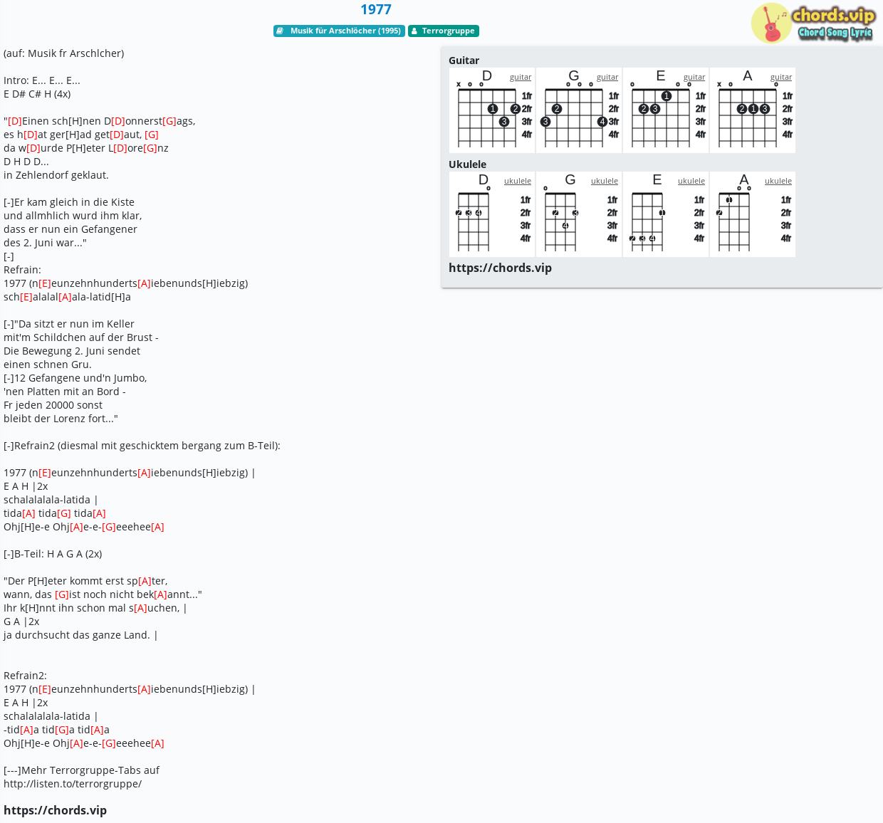 Chord 1977 Tab Song Lyric Sheet Guitar Ukulele Chordsvip 0074
