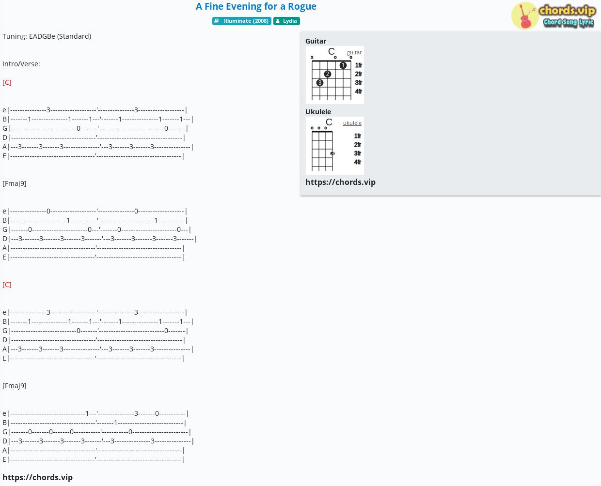 Chord A Fine Evening For A Rogue Lydia Tab Song Lyric Sheet Guitar Ukulele Chords Vip