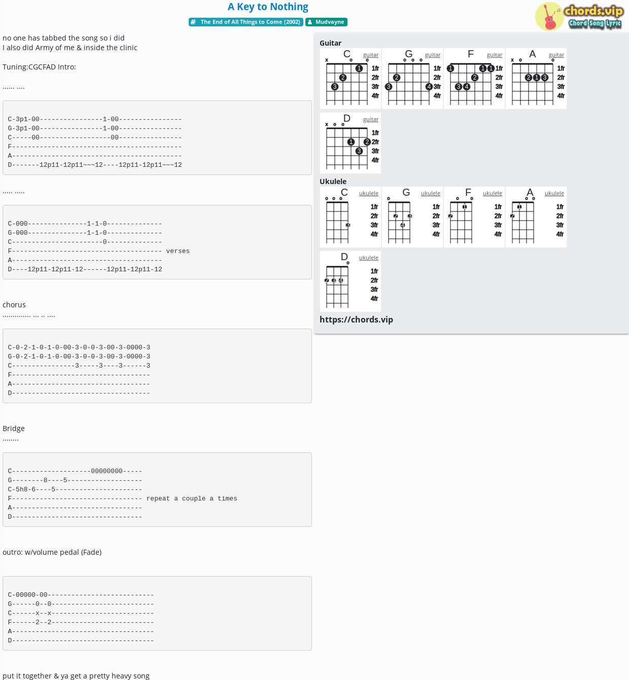 chord-a-key-to-nothing-mudvayne-tab-song-lyric-sheet-guitar