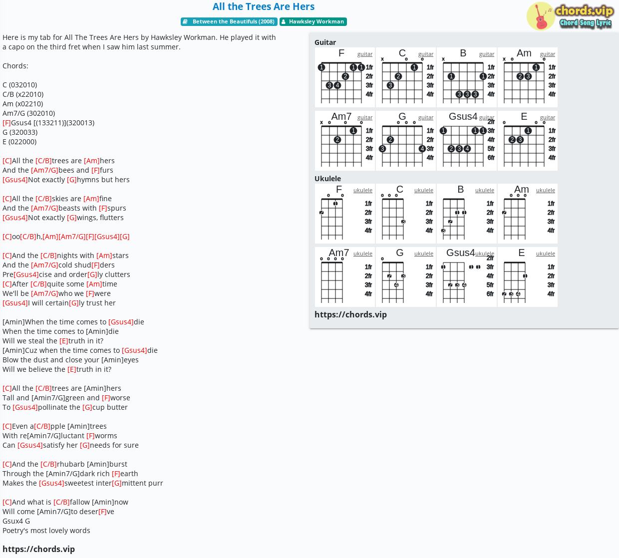 chord-all-the-trees-are-hers-hawksley-workman-tab-song-lyric