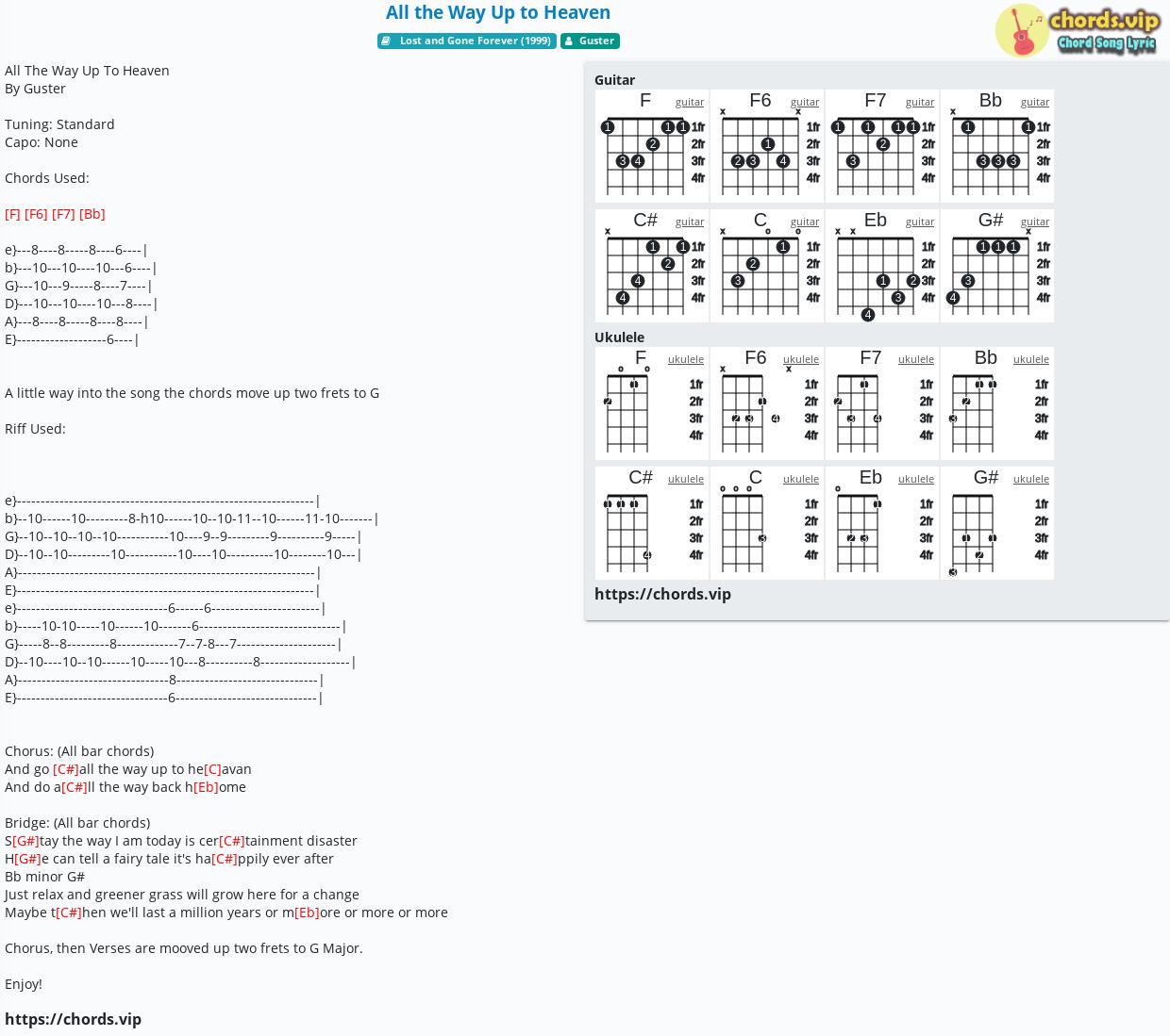 Chord All The Way Up To Heaven Guster Tab Song Lyric Sheet Guitar Ukulele Chordsvip 1974