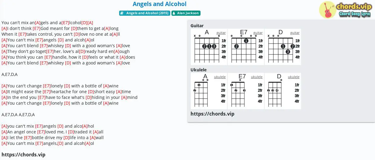 Chord Angels And Alcohol Alan Jackson Tab Song Lyric Sheet Guitar Ukulele Chords Vip