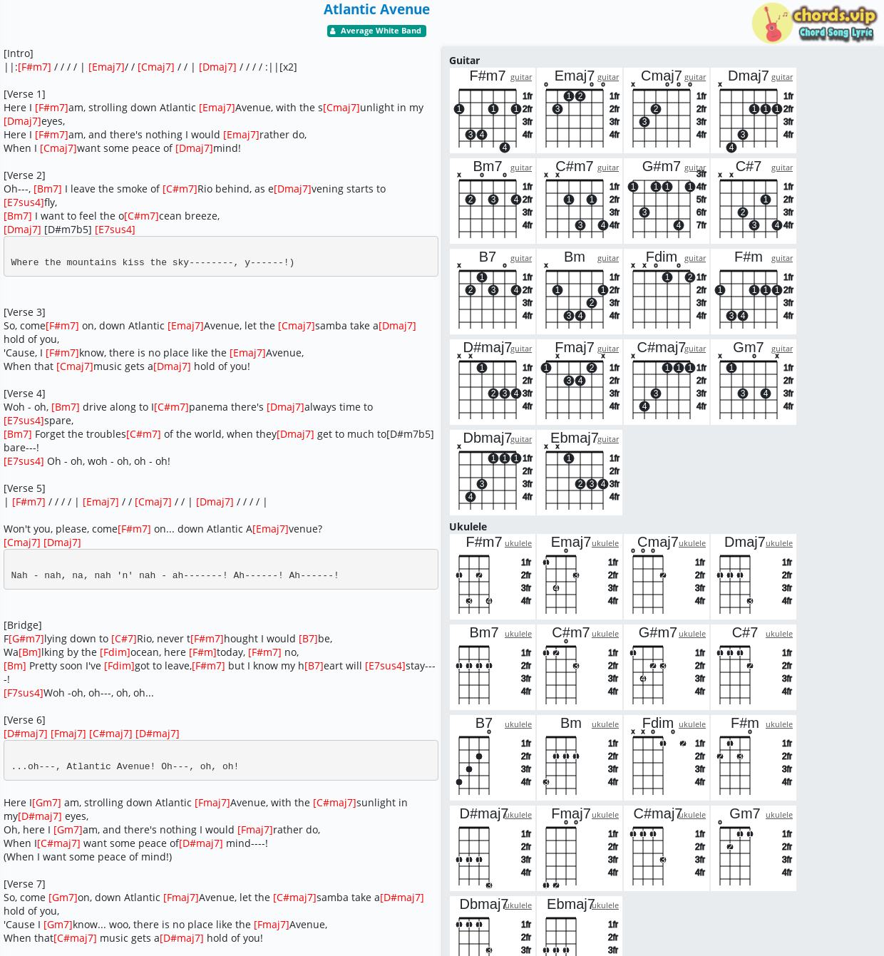 Chord Atlantic Avenue Tab Song Lyric Sheet Guitar Ukulele Chordsvip 1811
