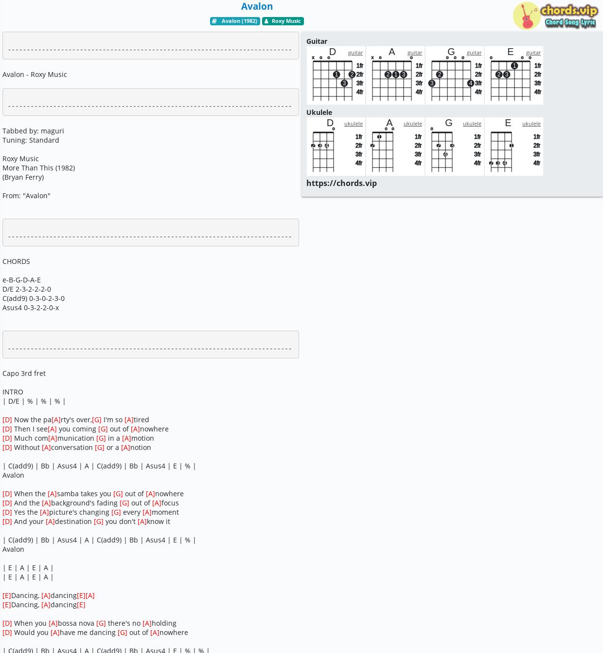 chord-avalon-roxy-music-tab-song-lyric-sheet-guitar-ukulele