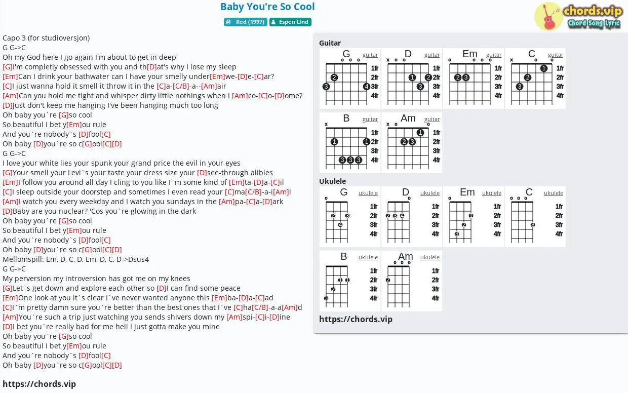 chord-baby-you-re-so-cool-espen-lind-tab-song-lyric-sheet