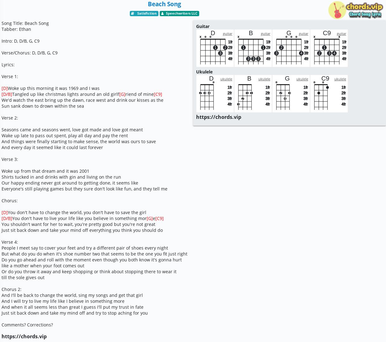 Chord Beach Song Speechwriters Llc Tab Song Lyric Sheet Guitar Ukulele Chords Vip