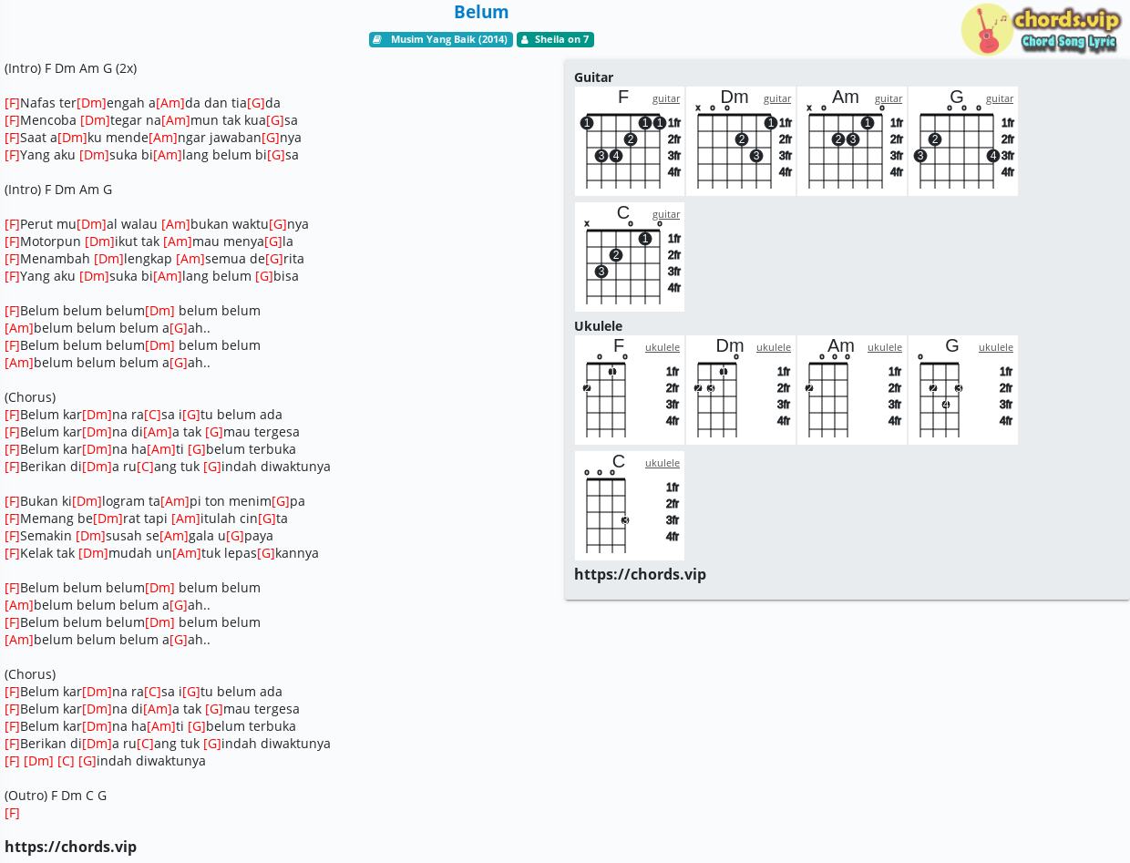 Chord Belum Sheila On 7 Tab Song Lyric Sheet Guitar Ukulele Chords Vip