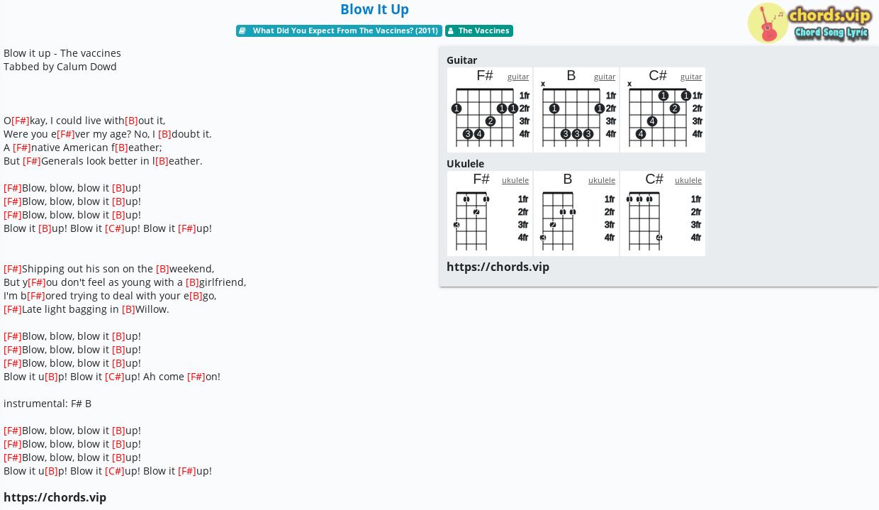 Chord Blow It Up The Vaccines Tab Song Lyric Sheet Guitar Ukulele Chords Vip