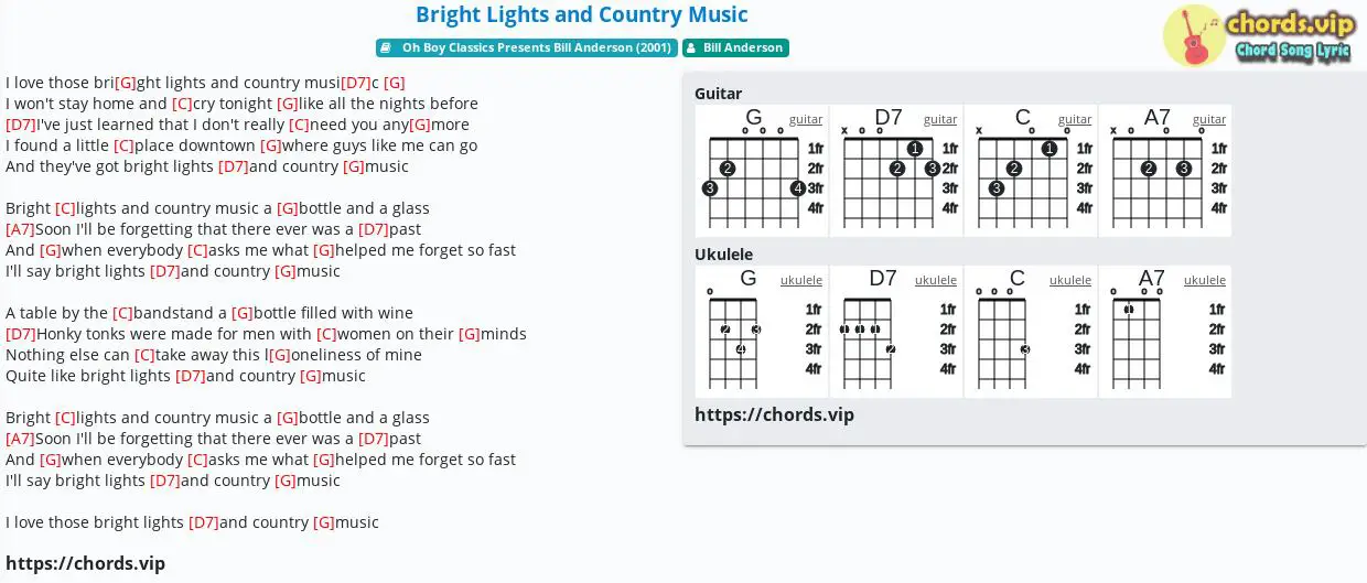 country music chords and lyrics for guitar