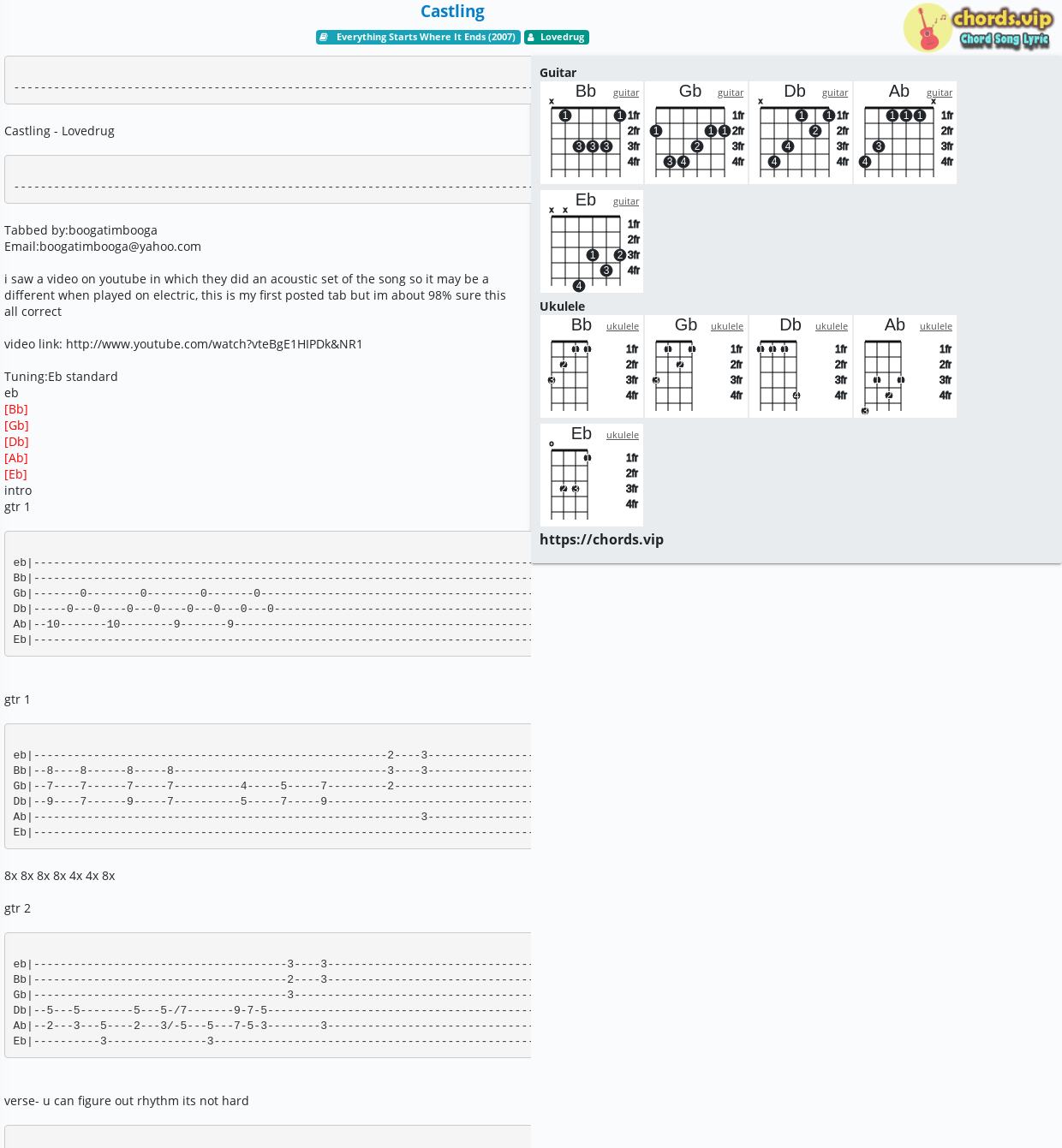 Chord Castling Lovedrug Tab Song Lyric Sheet Guitar Ukulele Chordsvip 