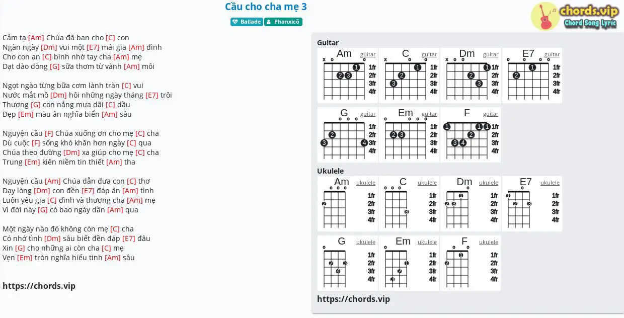 Sheet C u cho cha m 3 PDF song lyric sheet chords.vip