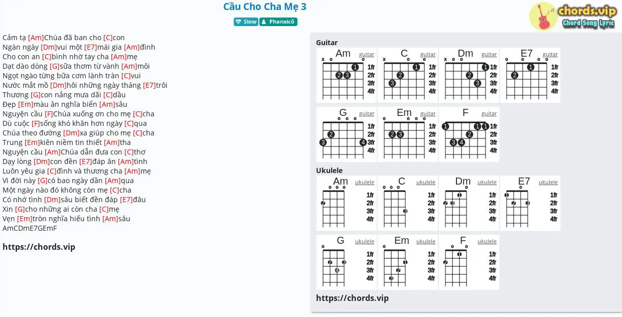 Chord C u Cho Cha M 3 tab song lyric sheet guitar ukulele