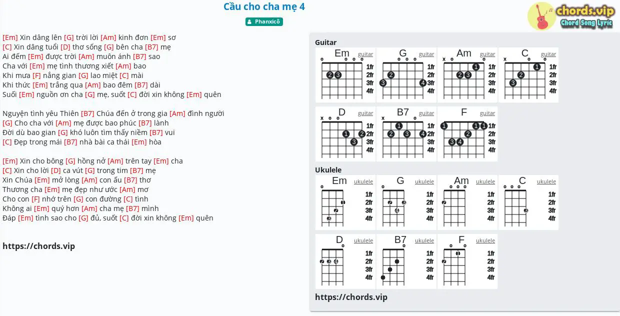 H p m C u cho cha m 4 c m m tab guitar ukulele l i b i