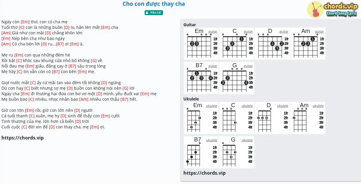 Chord Cho con c thay cha tab song lyric sheet guitar