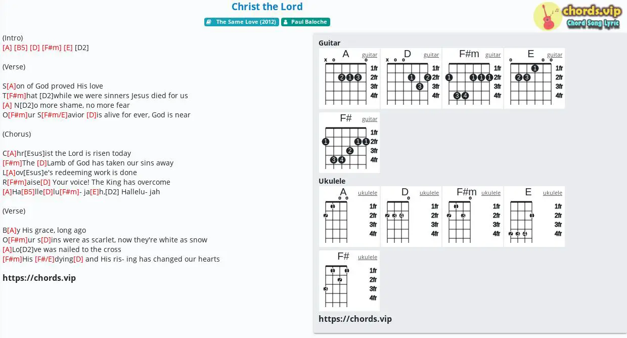 Chord Christ The Lord Paul Baloche Tab Song Lyric Sheet Guitar Ukulele Chords Vip