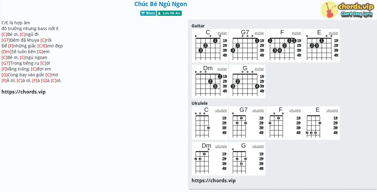 Chord Chuc Be Ngủ Ngon Lưu Ha An Tab Song Lyric Sheet Guitar Ukulele Chords Vip