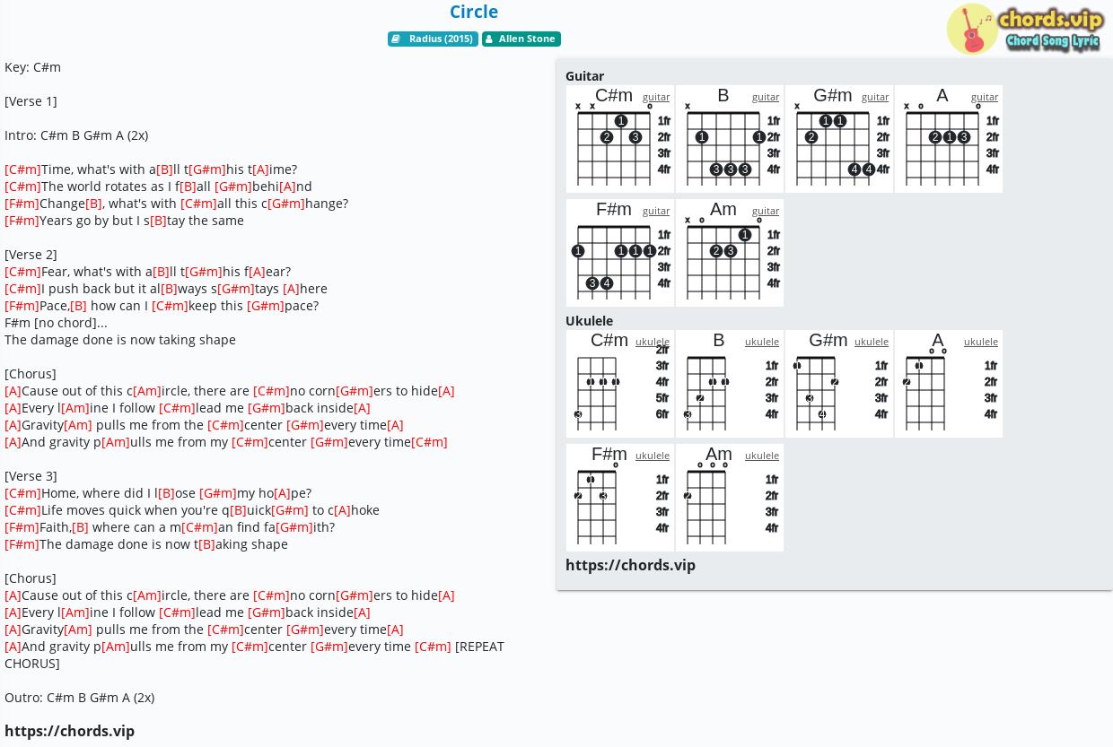 Chord Circle Allen Stone Tab Song Lyric Sheet Guitar Ukulele Chords Vip