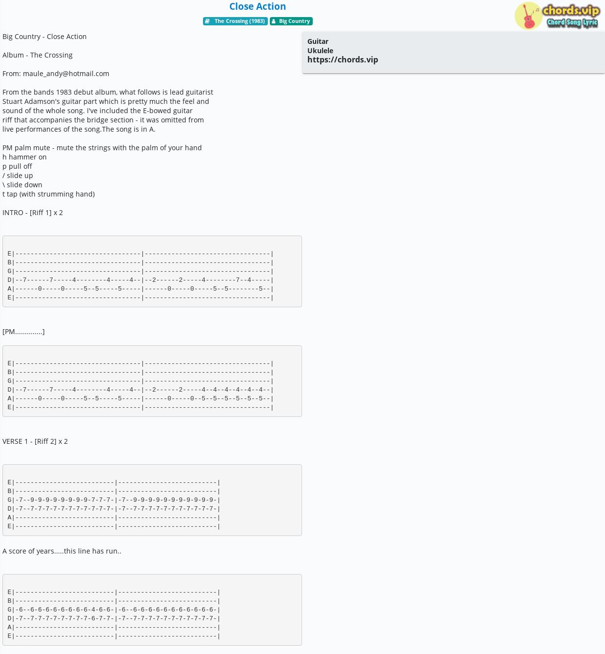 chord-close-action-big-country-tab-song-lyric-sheet-guitar