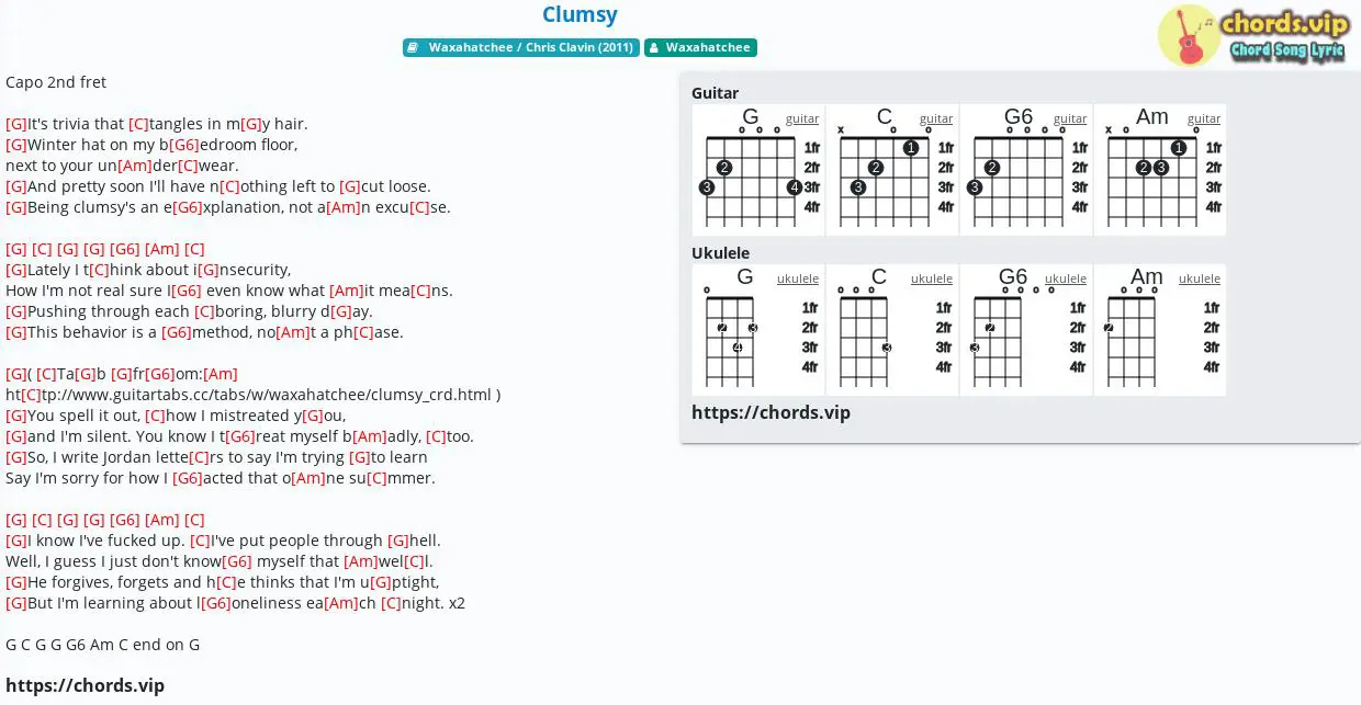 Chord Clumsy Waxahatchee Tab Song Lyric Sheet Guitar Ukulele Chords Vip