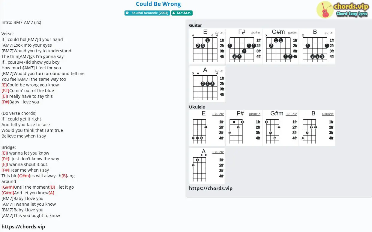 Chord Could Be Wrong M Y M P Tab Song Lyric Sheet Guitar Ukulele Chords Vip