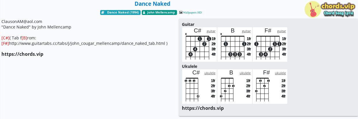 H P M Dance Naked C M M Tab Guitar Ukulele L I B I H T