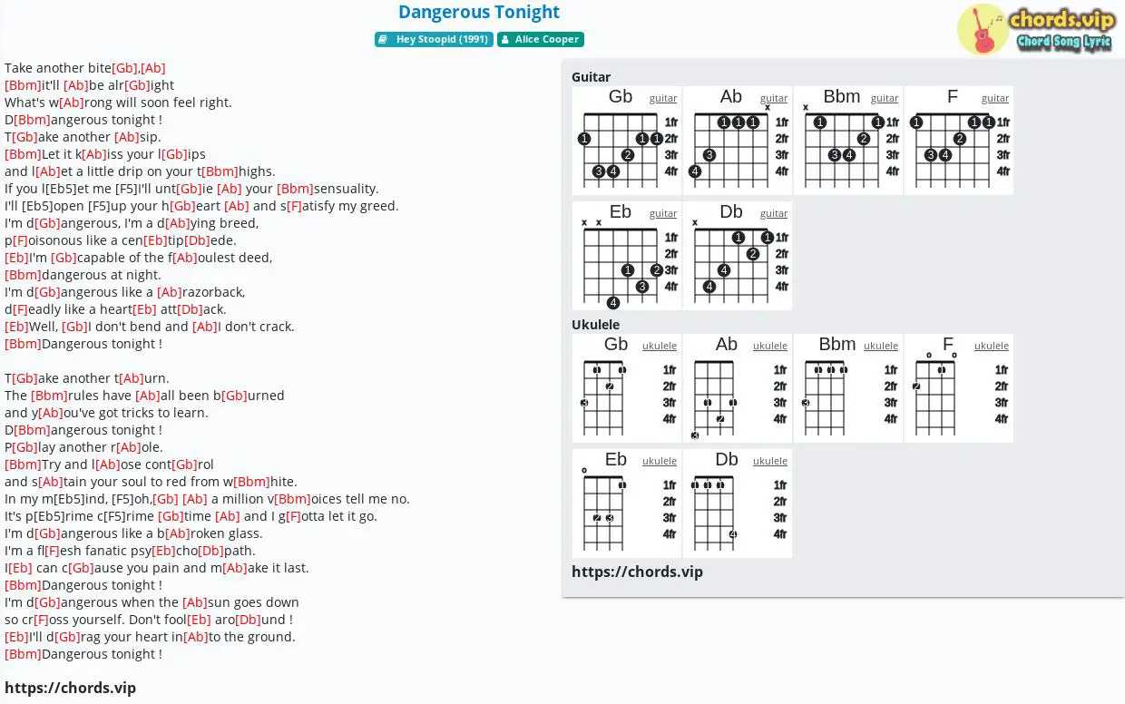 chord-dangerous-tonight-tab-song-lyric-sheet-guitar-ukulele