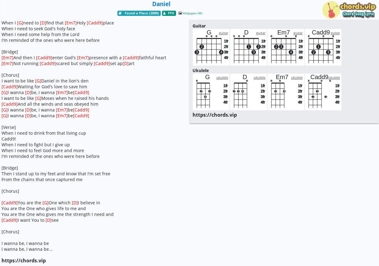 Hợp âm: Daniel - cảm âm, tab guitar, ukulele - lời bài hát | chords.vip
