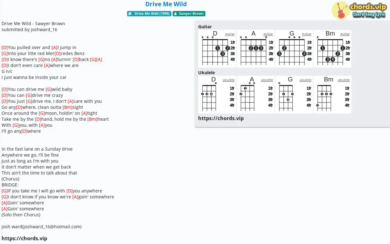 chord-drive-me-wild-sawyer-brown-tab-song-lyric-sheet-guitar-ukulele-chords-vip