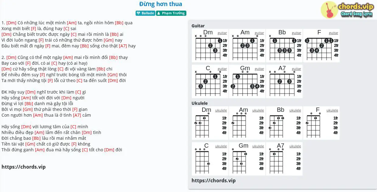 Hợp Am đừng Hơn Thua Phạm Trưởng Cảm Am Tab Guitar Ukulele Lời Bai Hat Chords Vip