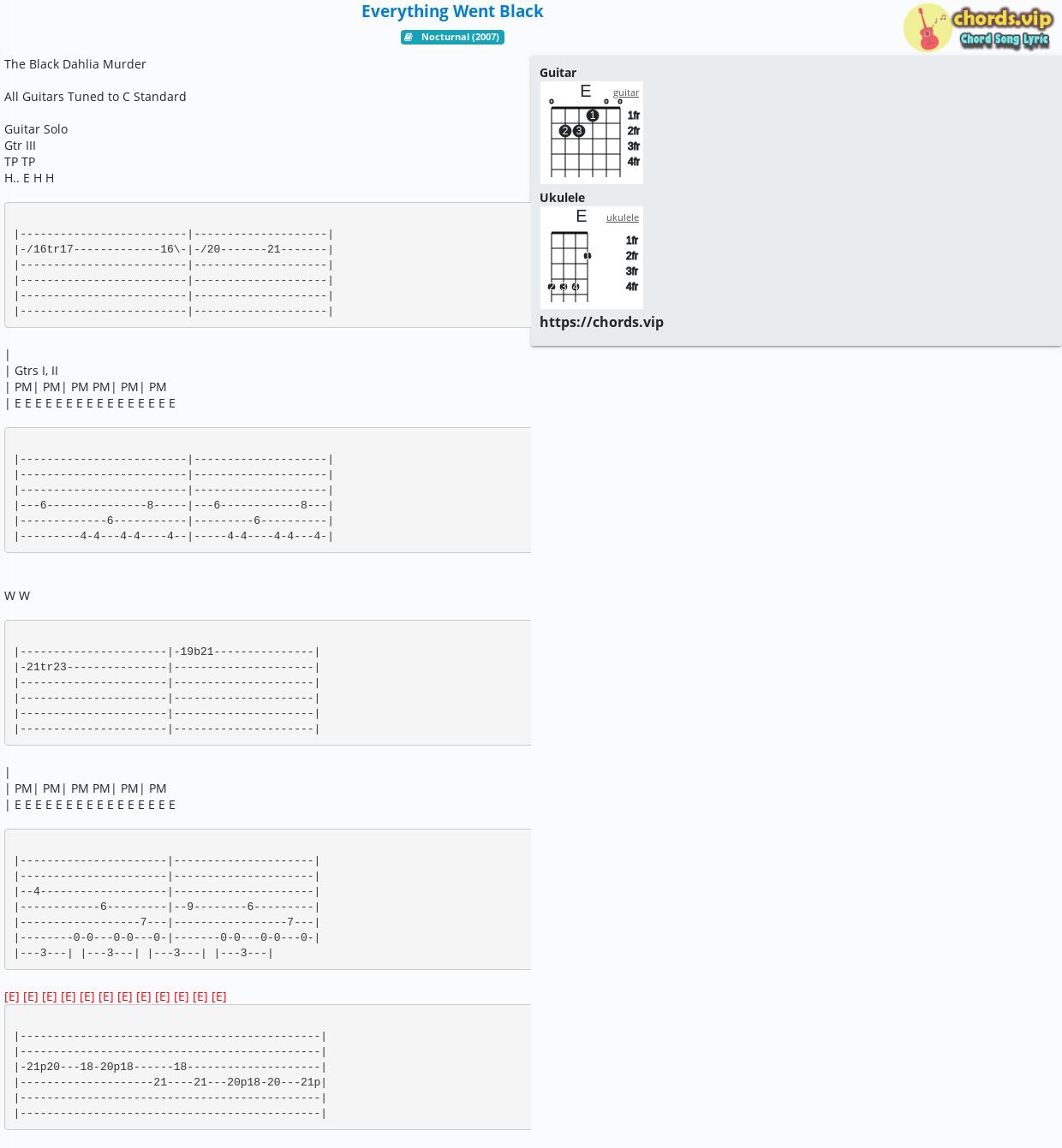 Chord Everything Went Black The Black Dahlia Murdernevermore Tab Song Lyric Sheet 