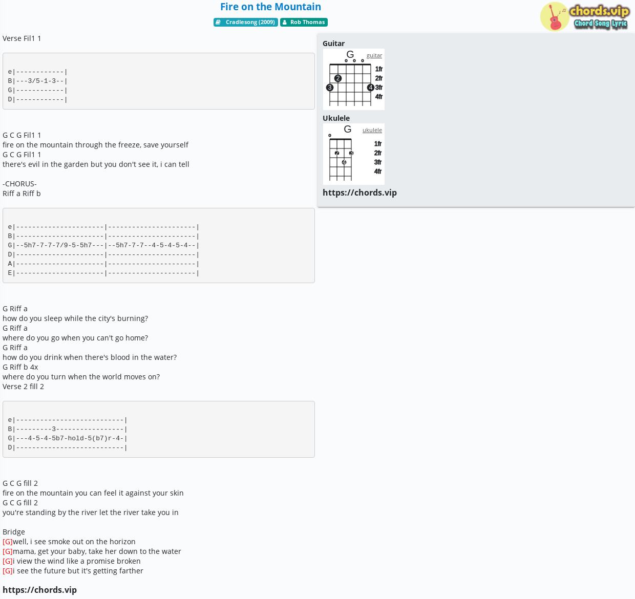 Chord Fire On The Mountain Rob Thomas Tab Song Lyric Sheet Guitar Ukulele Chords Vip