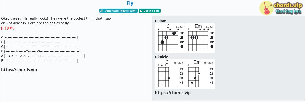 Chord: Fly Veruca Salt - tab, song guitar, ukulele | chords.vip