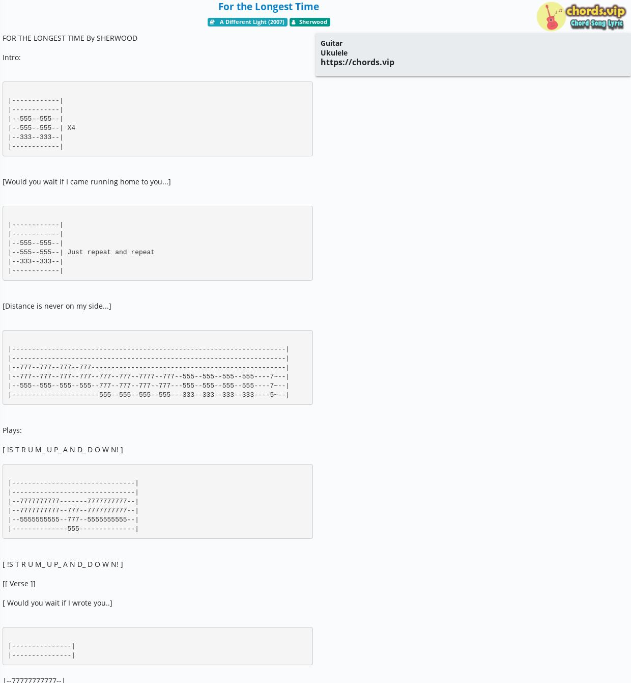 Chord For The Longest Time Sherwood Tab Song Lyric Sheet Guitar Ukulele Chords Vip