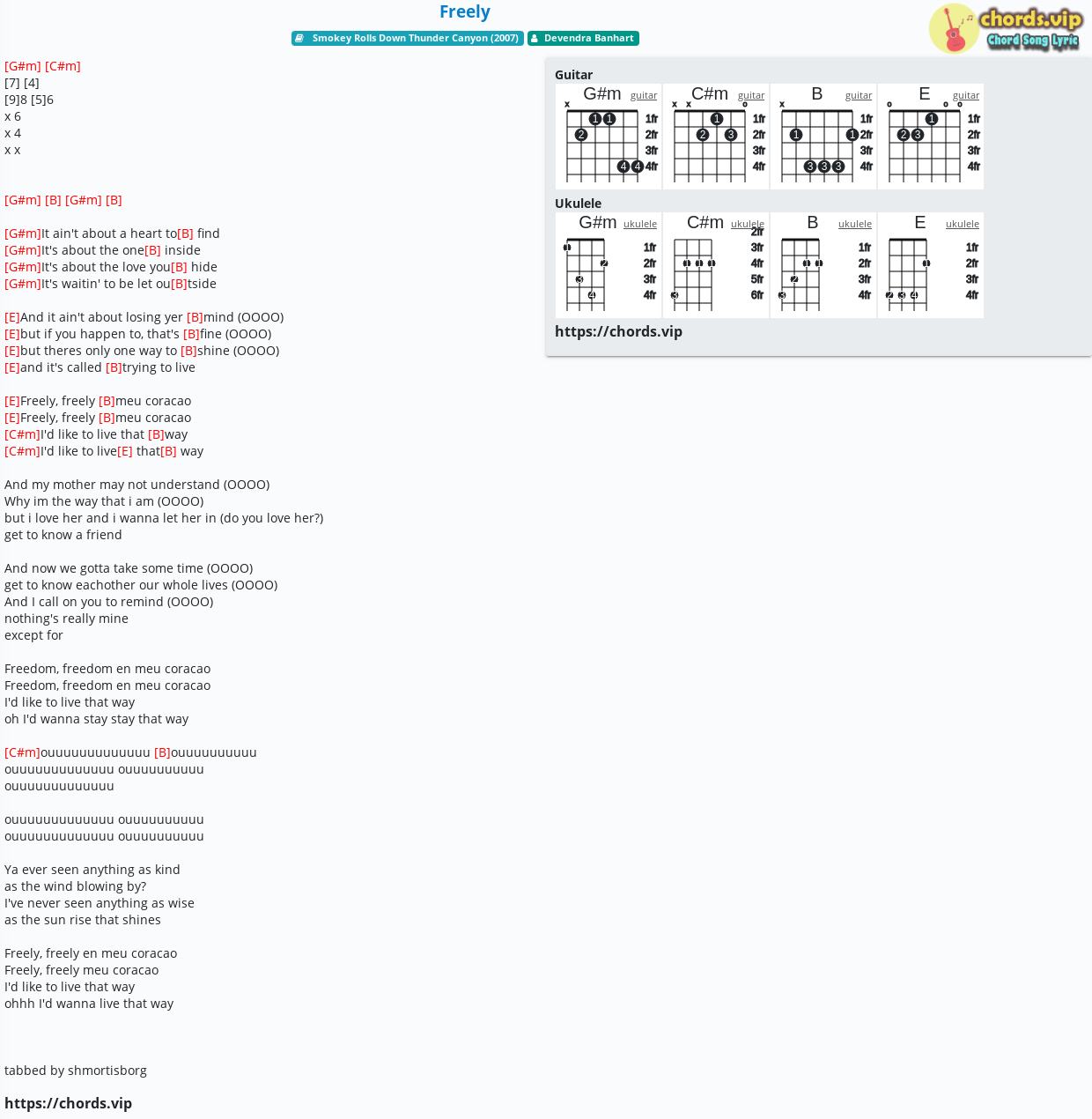 Chord Freely Devendra Banhart Tab Song Lyric Sheet Guitar Ukulele Chords Vip