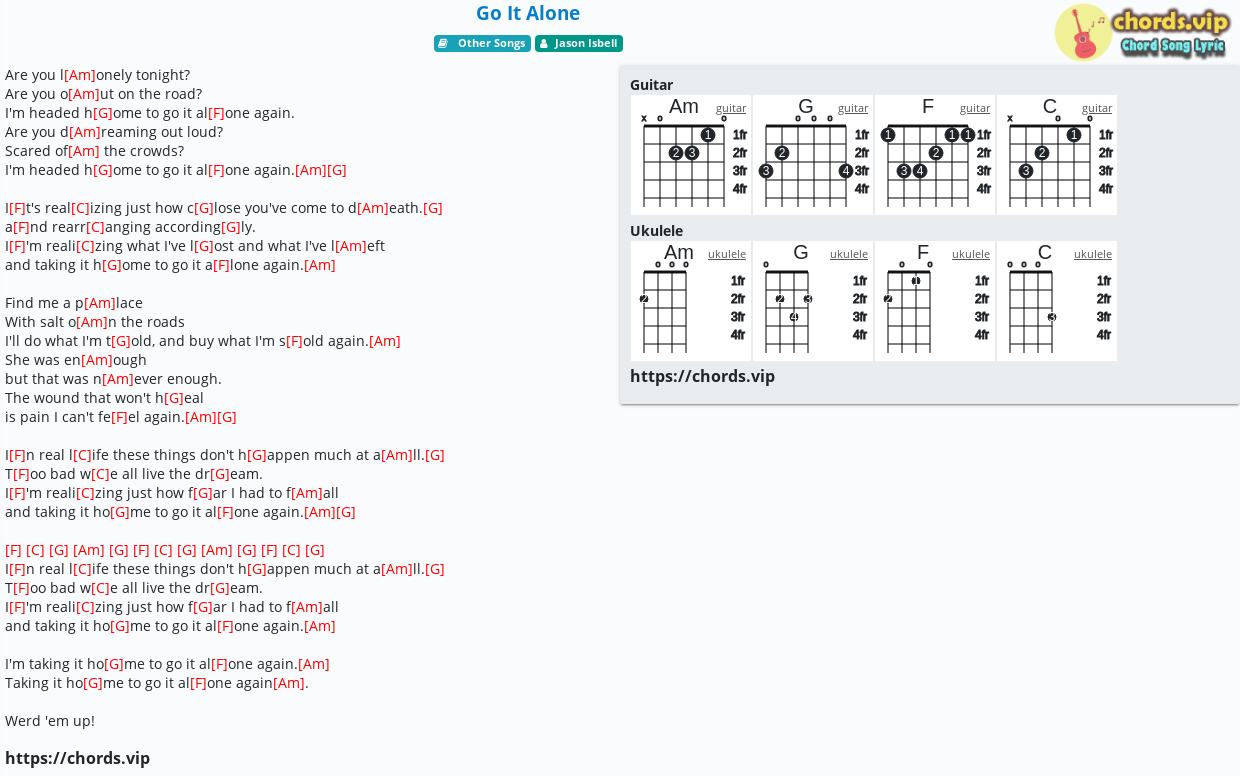Chord Go It Alone Jason Isbell Tab Song Lyric Sheet Guitar Ukulele Chords Vip
