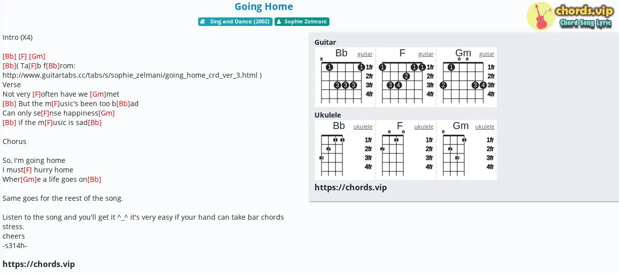 Chord Going Home Sophie Zelmani Tab Song Lyric Sheet Guitar Ukulele Chords Vip