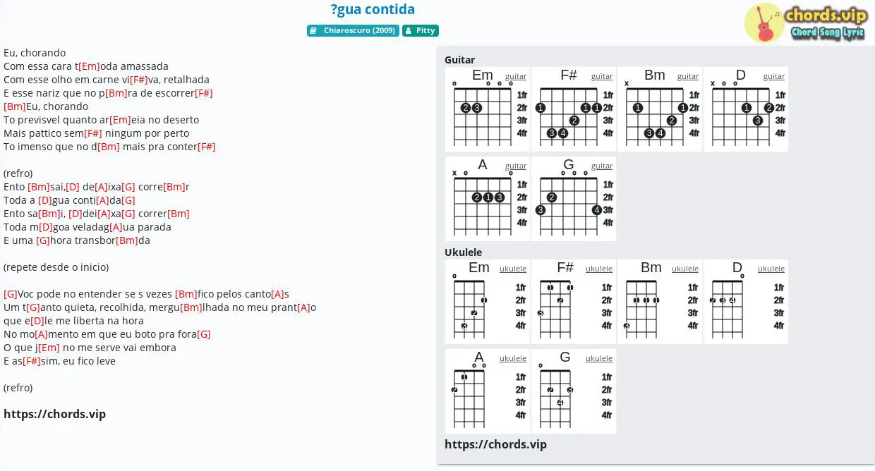 Chord Gua Contida Pitty Tab Song Lyric Sheet Guitar Ukulele Chords Vip