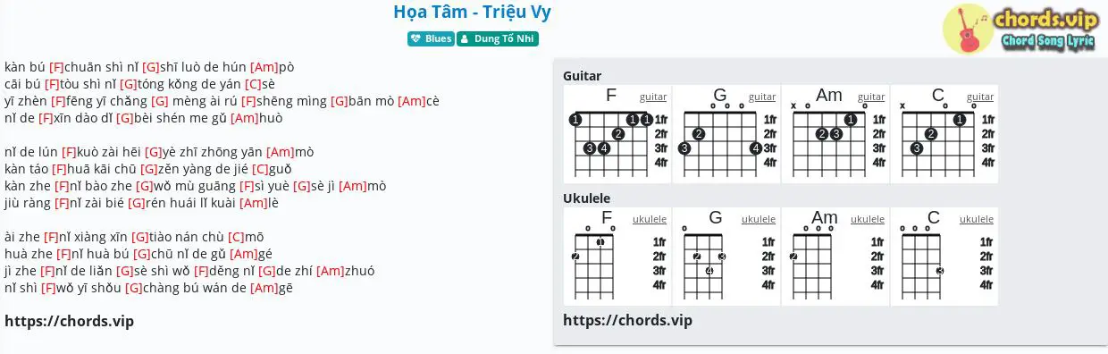 Chord Họa Tam Dung Tổ Nhi Tab Song Lyric Sheet Guitar Ukulele Chords Vip