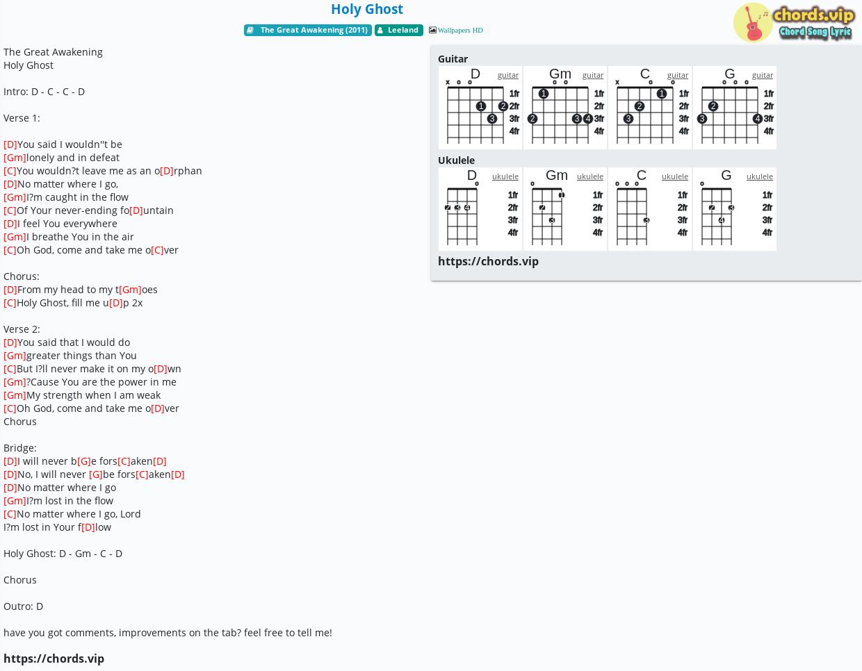 Chord Holy Ghost Leeland Tab Song Lyric Sheet Guitar Ukulele Chords Vip