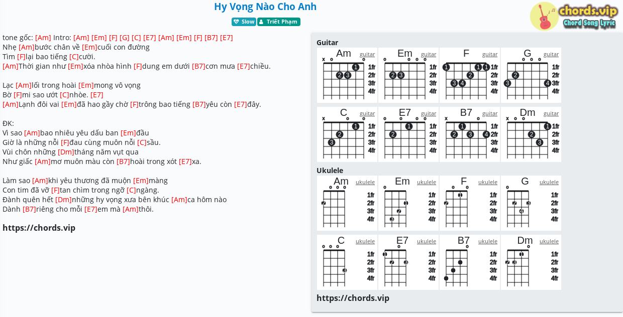 Chord Hy Vọng Nao Cho Anh Triết Phạm Tab Song Lyric Sheet Guitar Ukulele Chords Vip