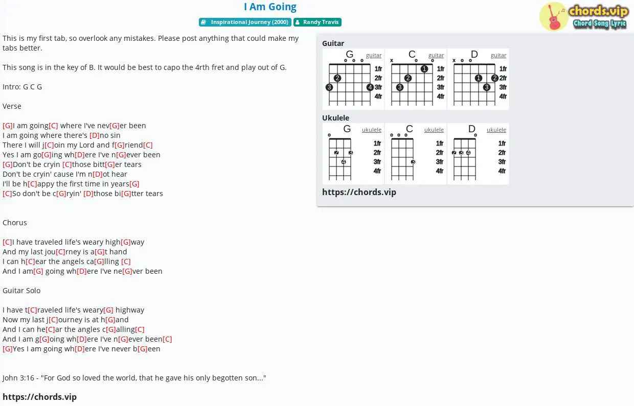 Chord I Am Going Randy Travis Tab Song Lyric Sheet Guitar Ukulele Chords Vip