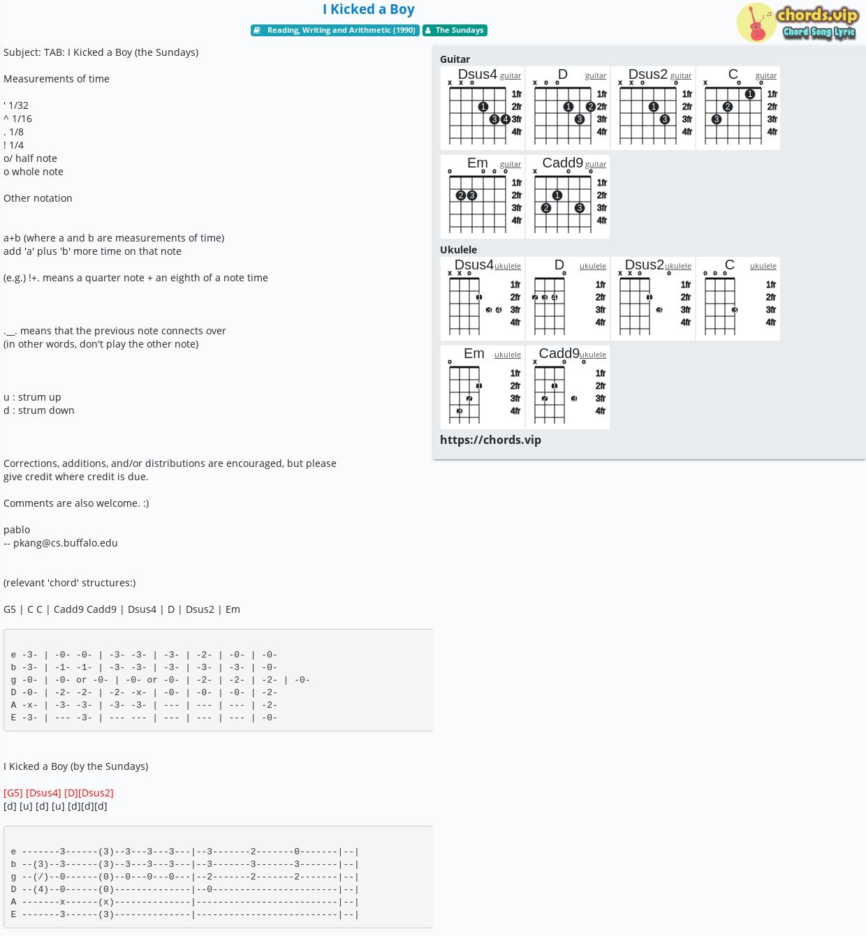 Chord I Kicked A Boy The Sundays Tab Song Lyric Sheet Guitar Ukulele Chords Vip