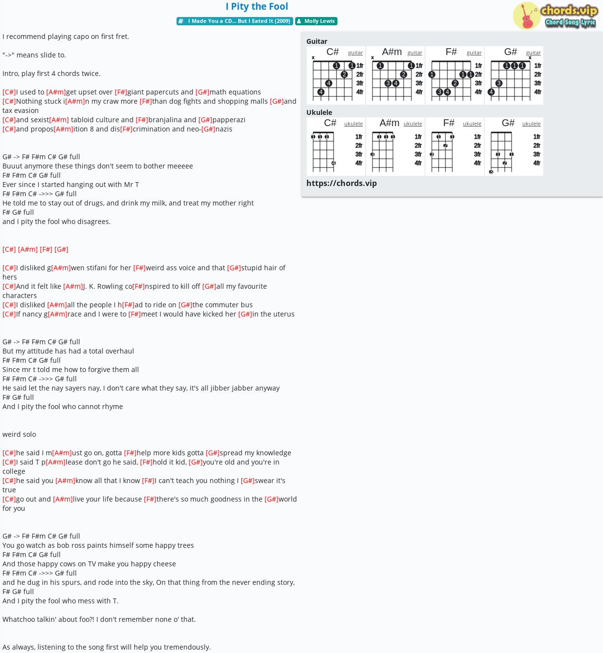 Chord I Pity The Fool Tab Song Lyric Sheet Guitar Ukulele Chordsvip 