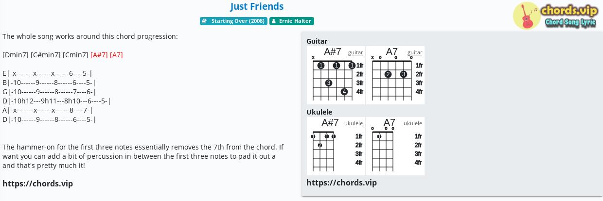 Chord Just Friends Ernie Halter Tab Song Lyric Sheet Guitar Ukulele Chords Vip