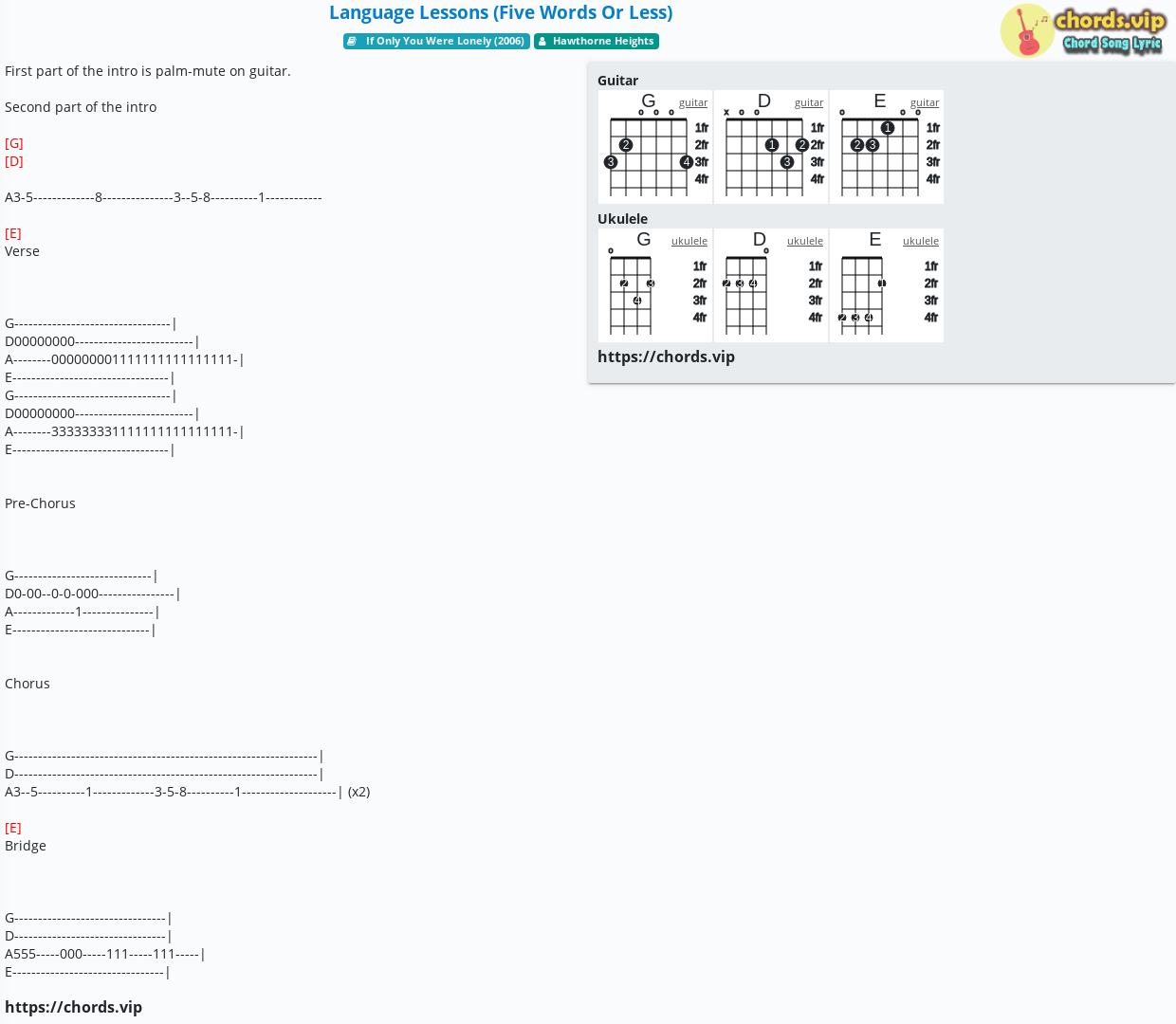 chord-language-lessons-five-words-or-less-tab-song-lyric-sheet