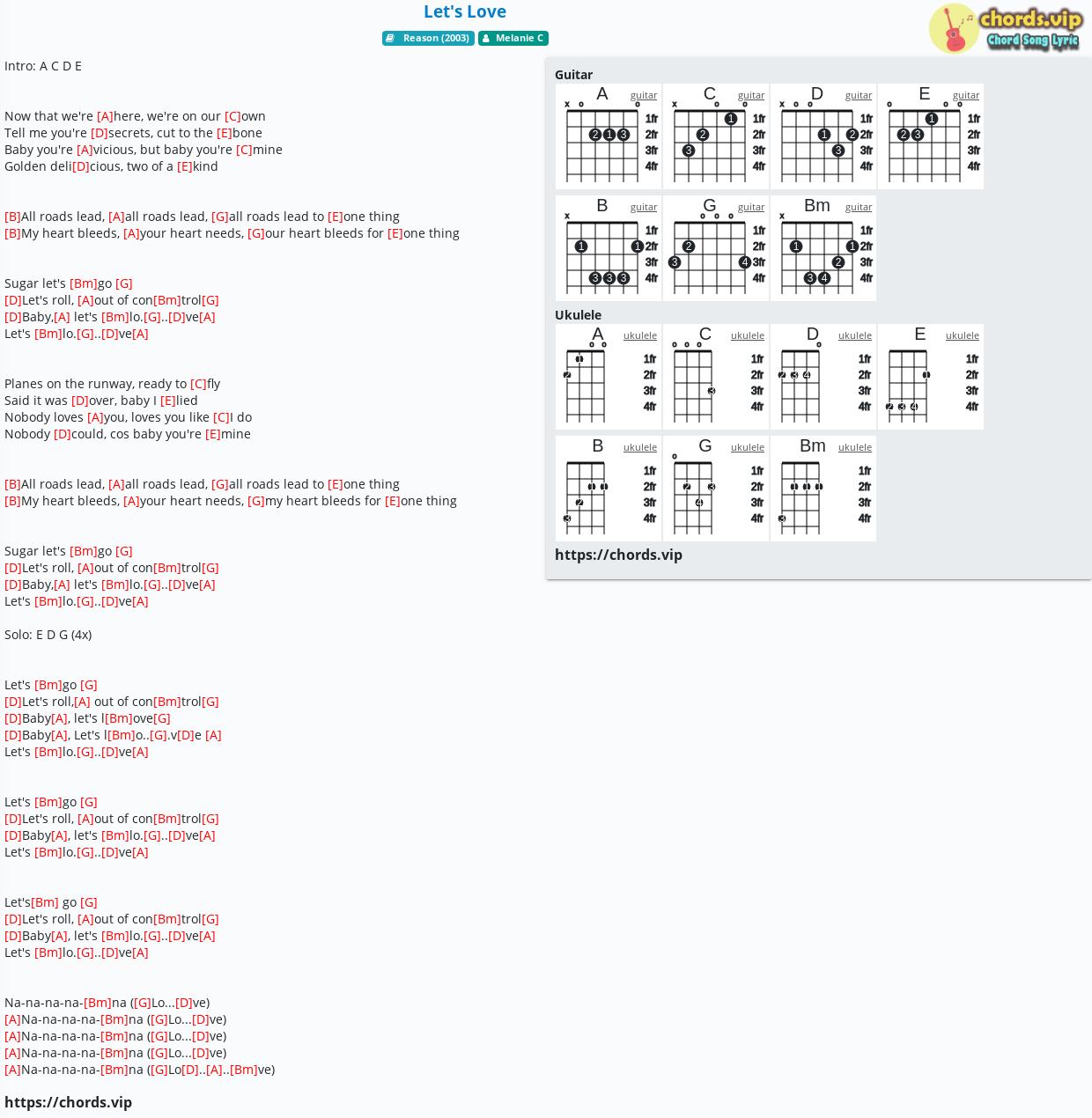 Chord Let S Love Melanie C Tab Song Lyric Sheet Guitar Ukulele Chords Vip