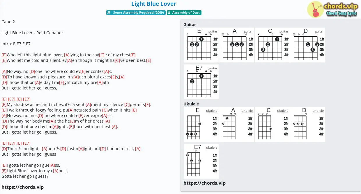 Chord Light Blue Lover Assembly Of Dust Tab Song Lyric Sheet Guitar Ukulele Chords Vip