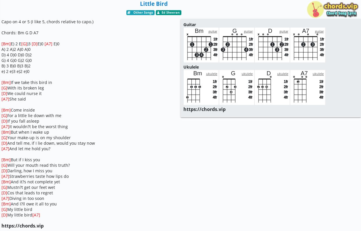 chord-little-bird-ed-sheeran-tab-song-lyric-sheet-guitar